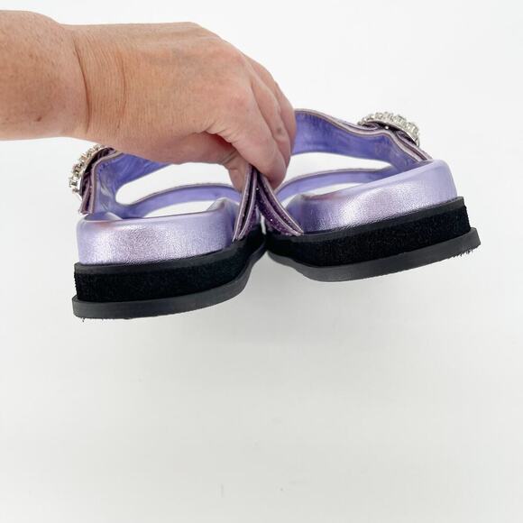 Jimmy Choo Purple Glitter Crystal Embellished Marga Double Strap Sandal IT 37 - Picture 7 of 10